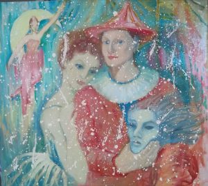04 Cyrk (z maską) - olej/płótno, 73x81cm