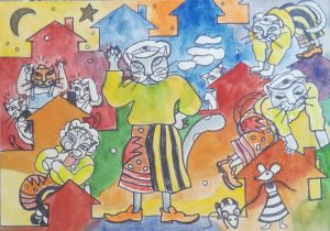 08 Pan Kotek - akwarela/papier, 30x42cm