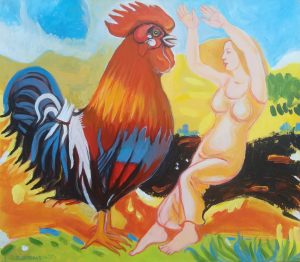 05 Spotkanie na tratwy - akryl/płótno, 70x80cm
